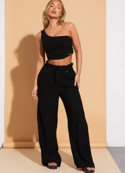 Co-Ords<Gym King Signature Woven Wide Leg Trouser Black