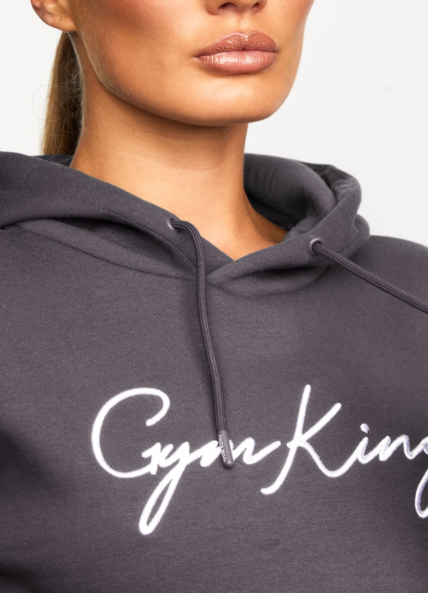 Hoodies<Gym King Sky Script Hood Steel Grey/White