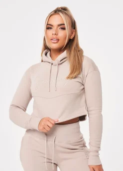 Hoodies<Gym King Sky Script Hooded Crop Mink