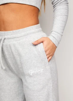 Joggers<Gym King Soft Knit Wide Length Trouser Grey Marl