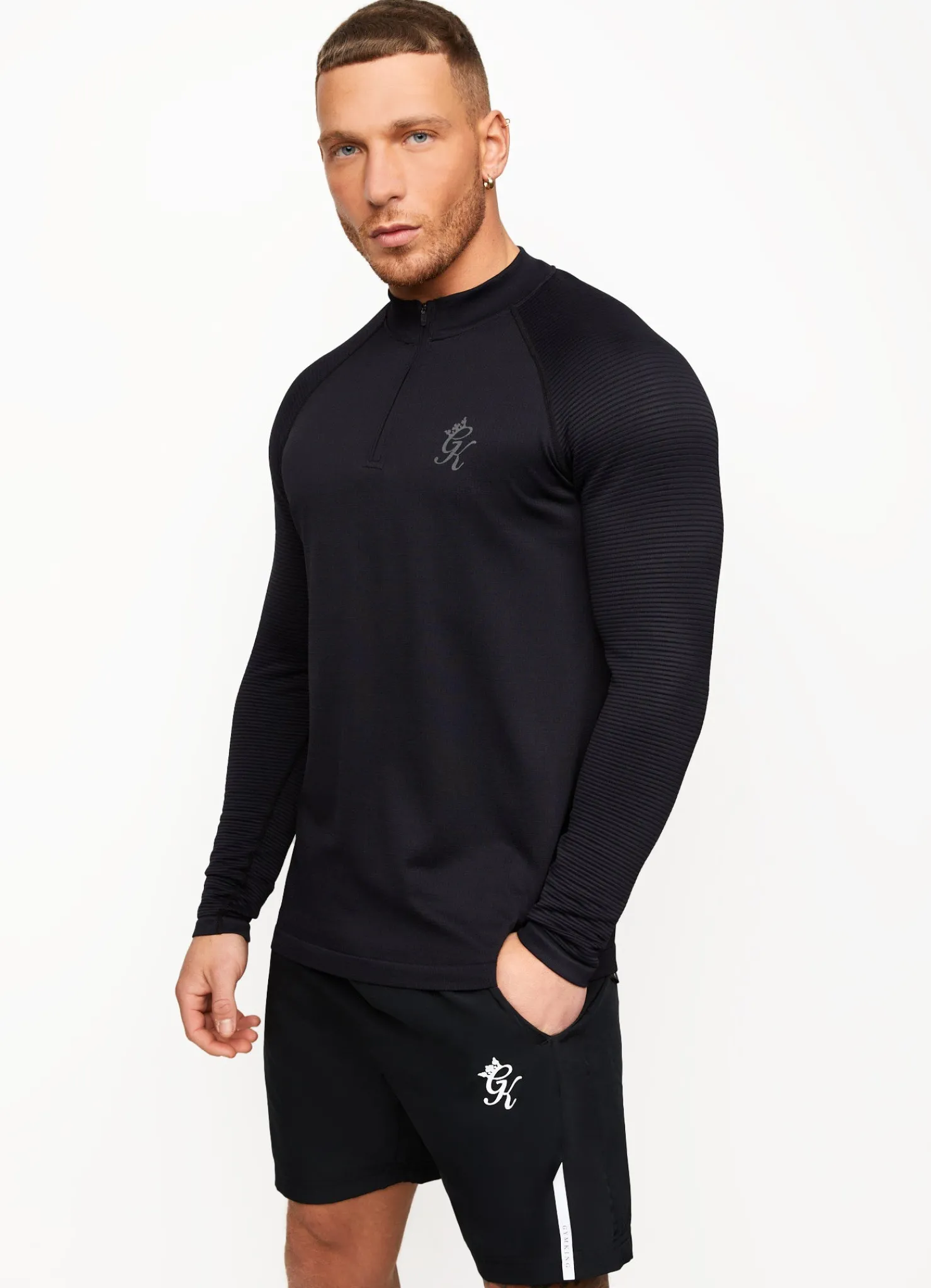 Gymwear<Gym King Sport Seamless Knit ¼ Zip Funnel Black