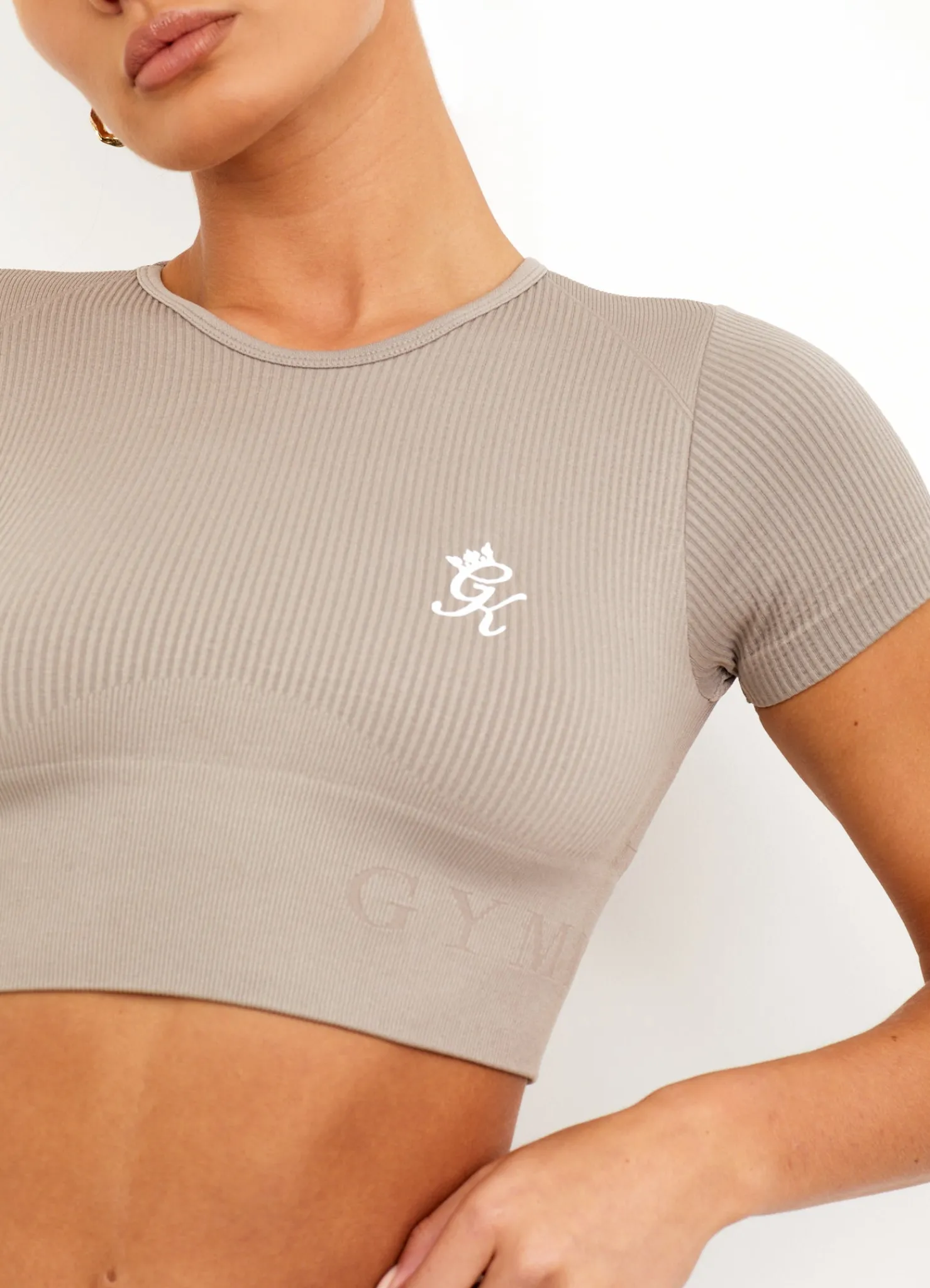 Tops & T-Shirts<Gym King Sport Seamless Rib Ss Top Taupe