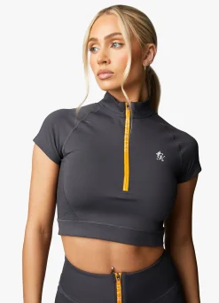 Gymwear<Gym King Stamina 1/4 Zip Crop Tee Graphite/Golden Orange