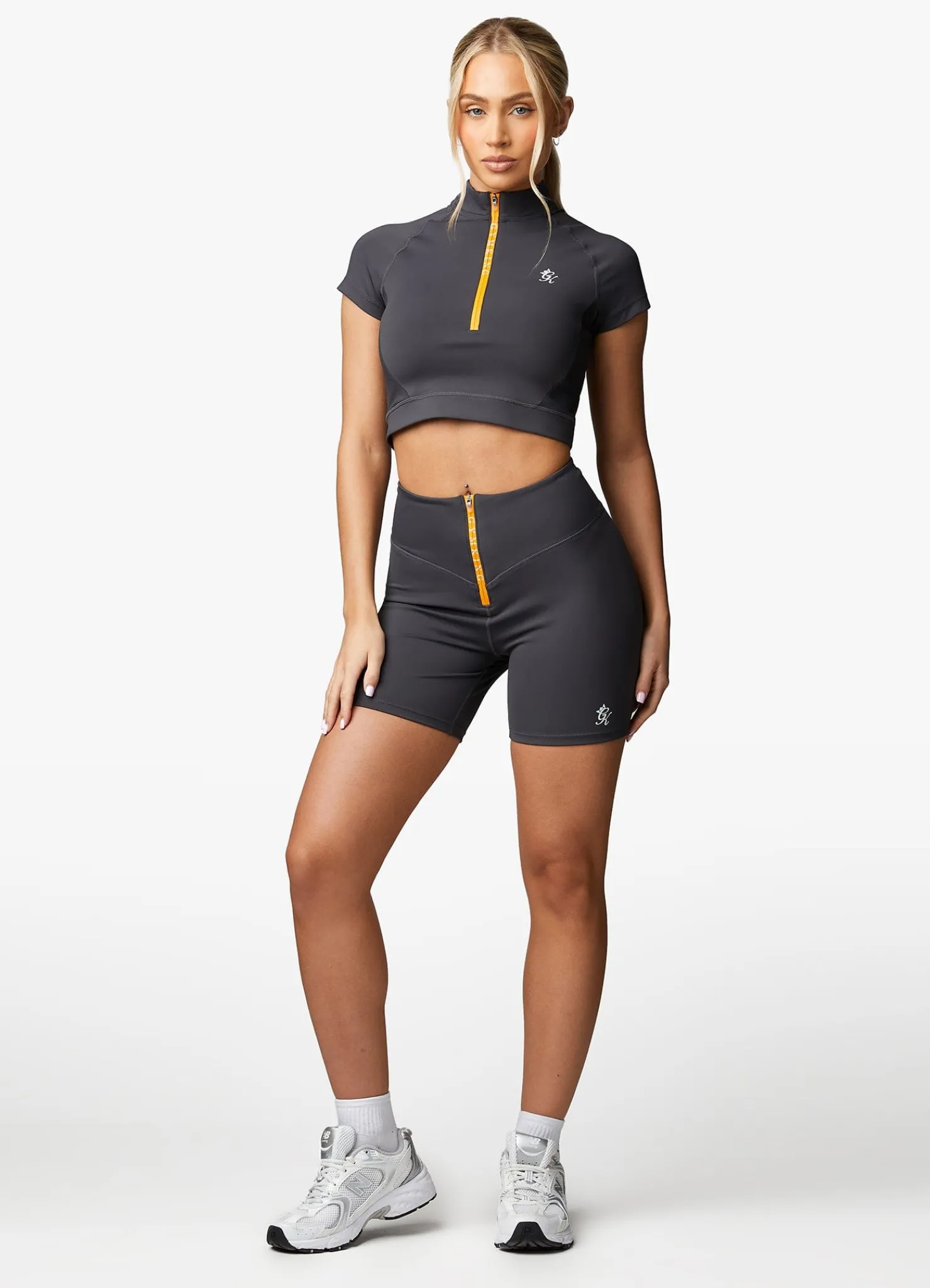 Gymwear<Gym King Stamina 1/4 Zip Crop Tee Graphite/Golden Orange