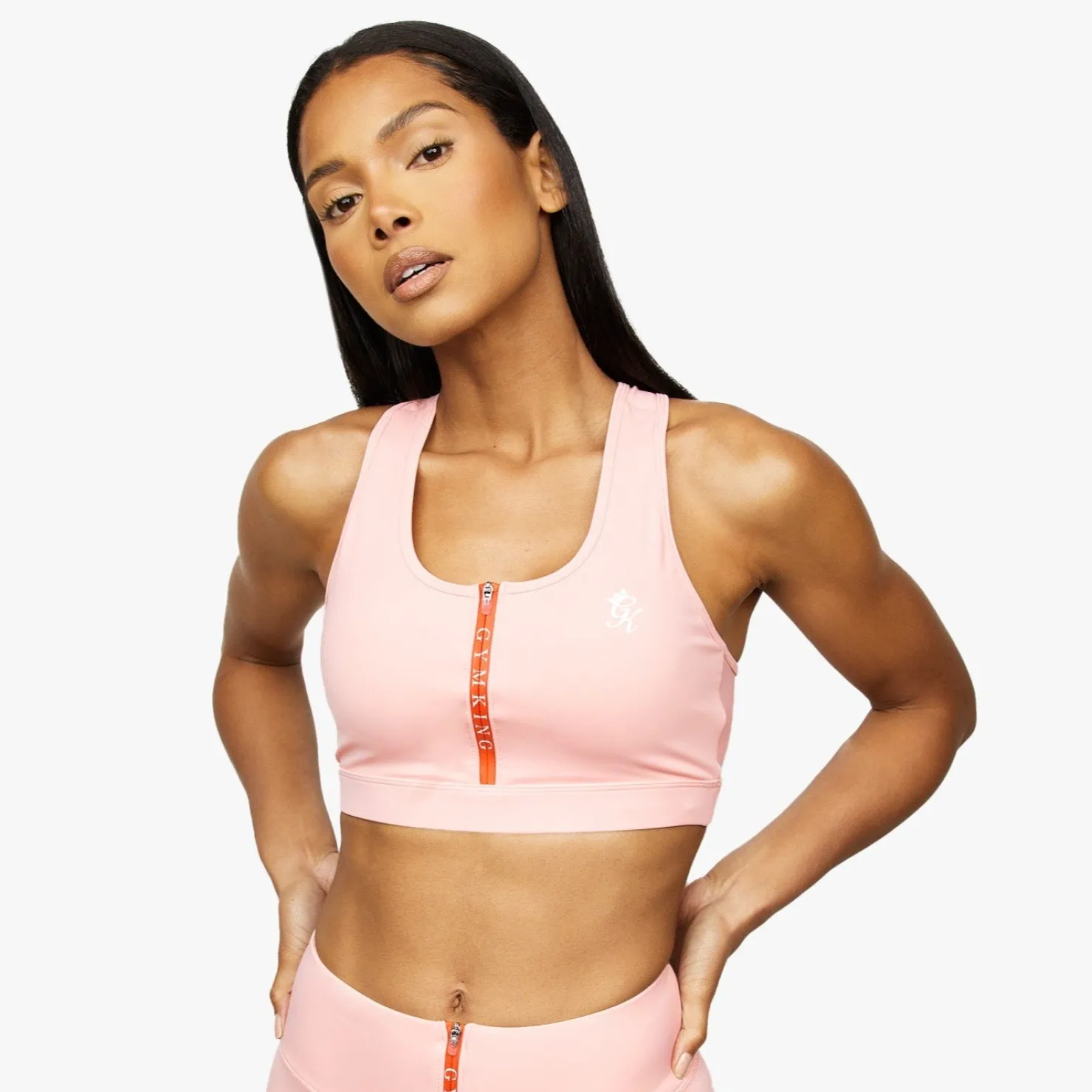 Sports Bras<Gym King Stamina Texture Racer Back Bra Blush Pink/Chilli Red