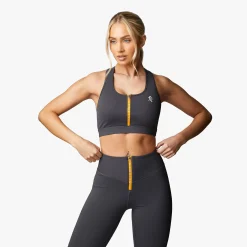 Gymwear<Gym King Stamina Texture Racer Back Bra Graphite/Golden Orange