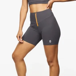 Shorts<Gym King Stamina Zip Front Cycle Short Graphite/Golden Orange