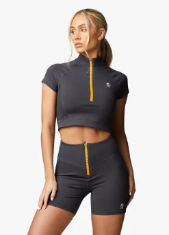 Gymwear<Gym King Stamina Zip Front Cycle Short Graphite/Golden Orange
