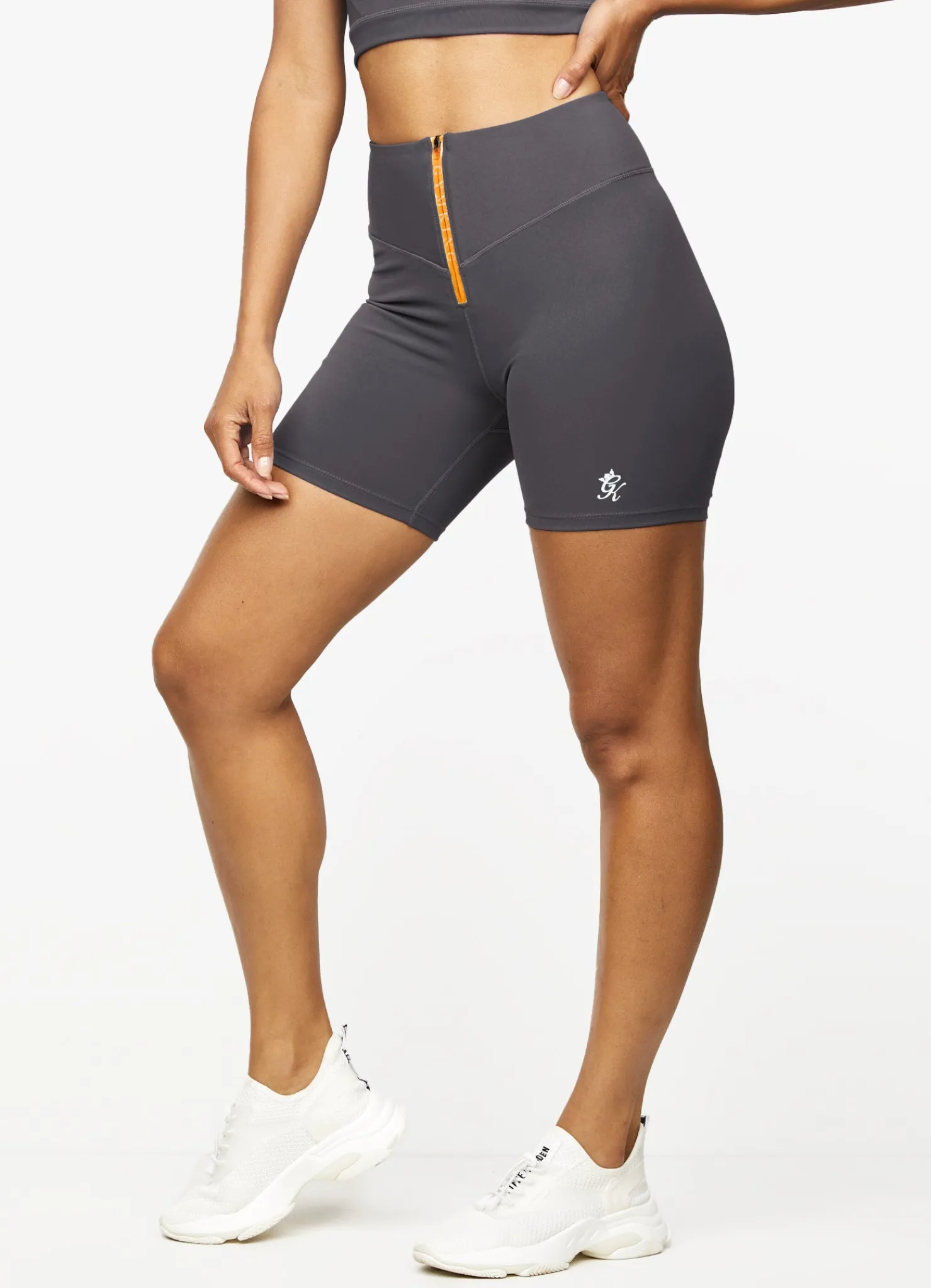 Gymwear<Gym King Stamina Zip Front Cycle Short Graphite/Golden Orange