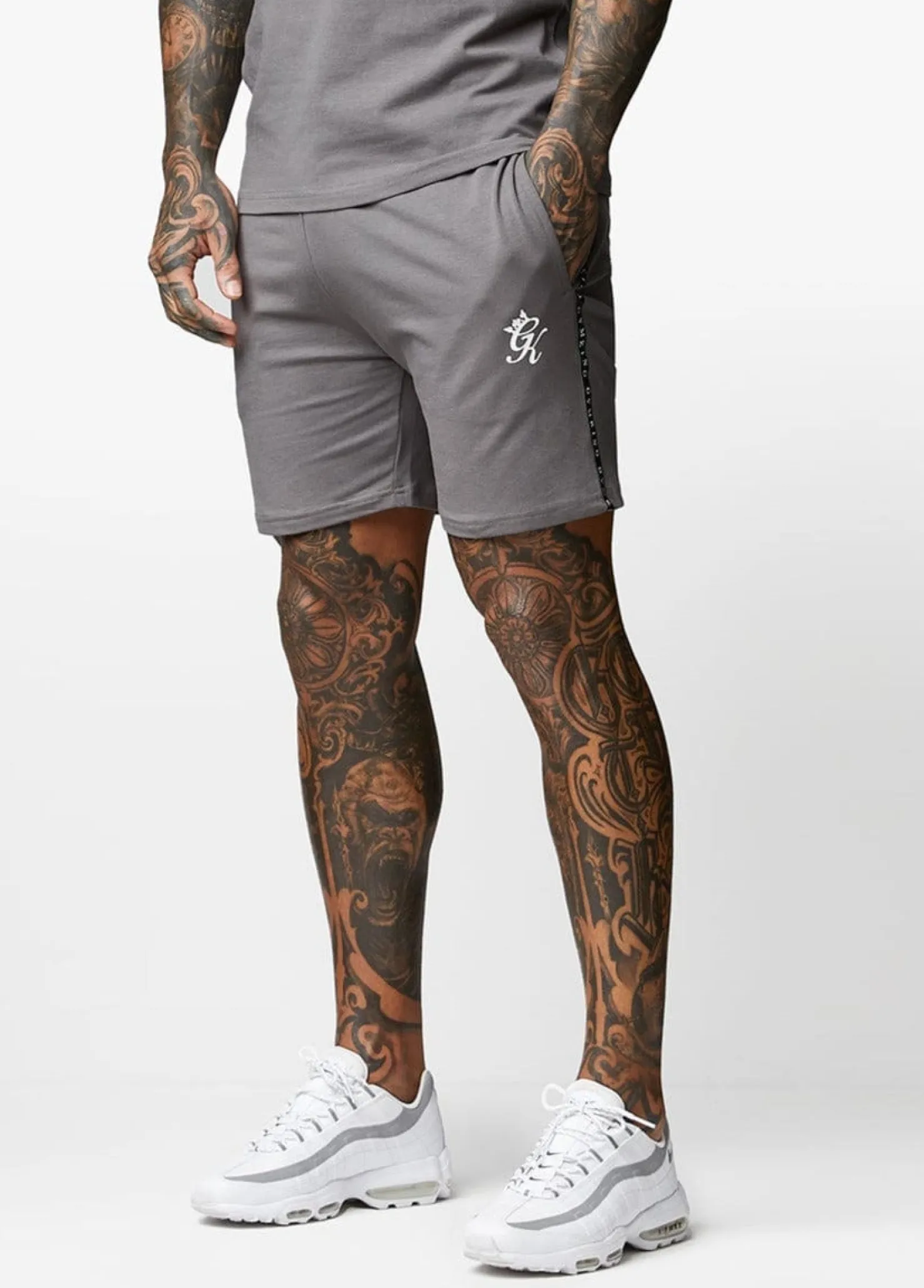Shorts<Gym King Taped Jersey Short Fossil Grey