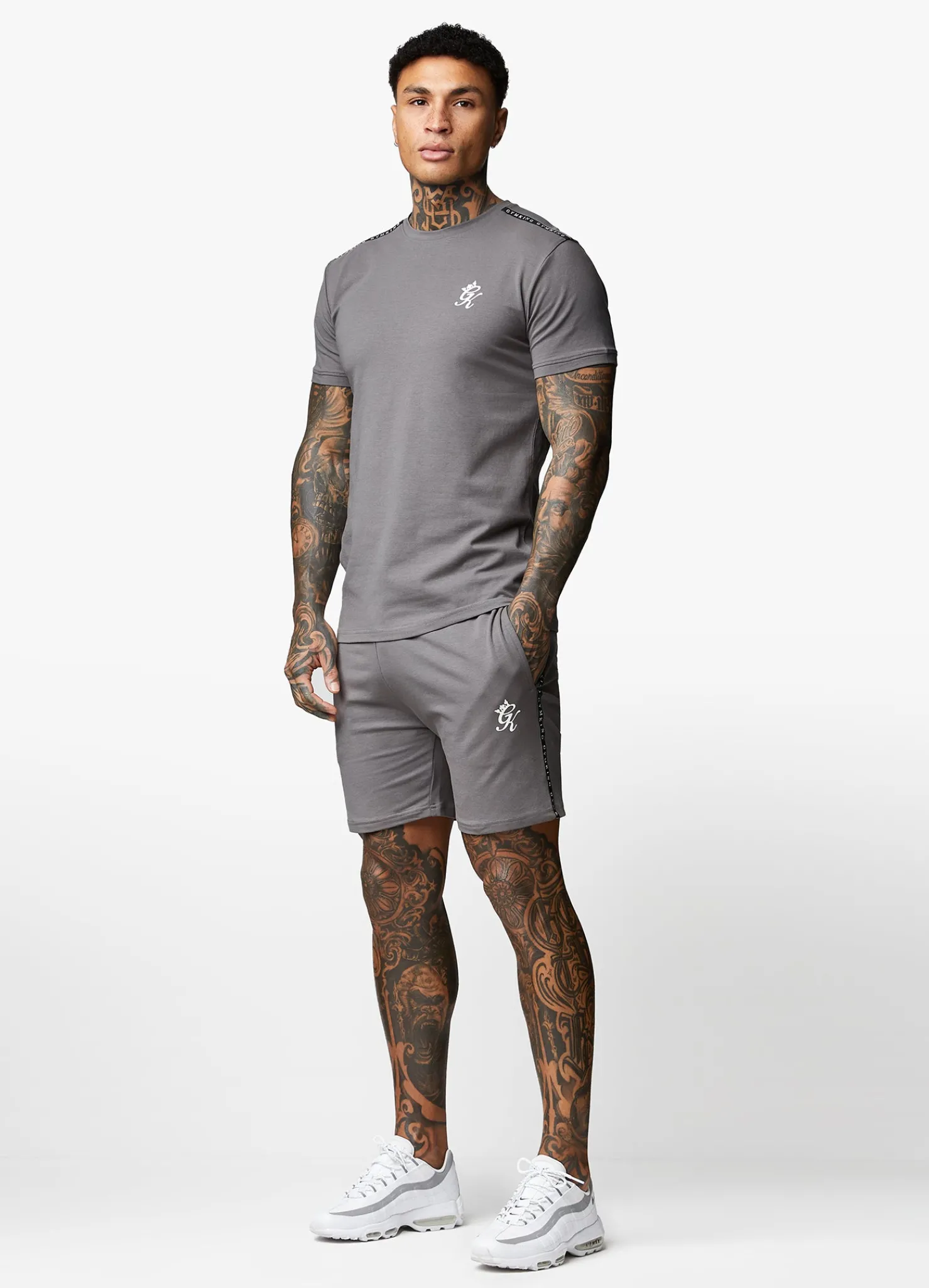 Shorts<Gym King Taped Jersey Short Fossil Grey