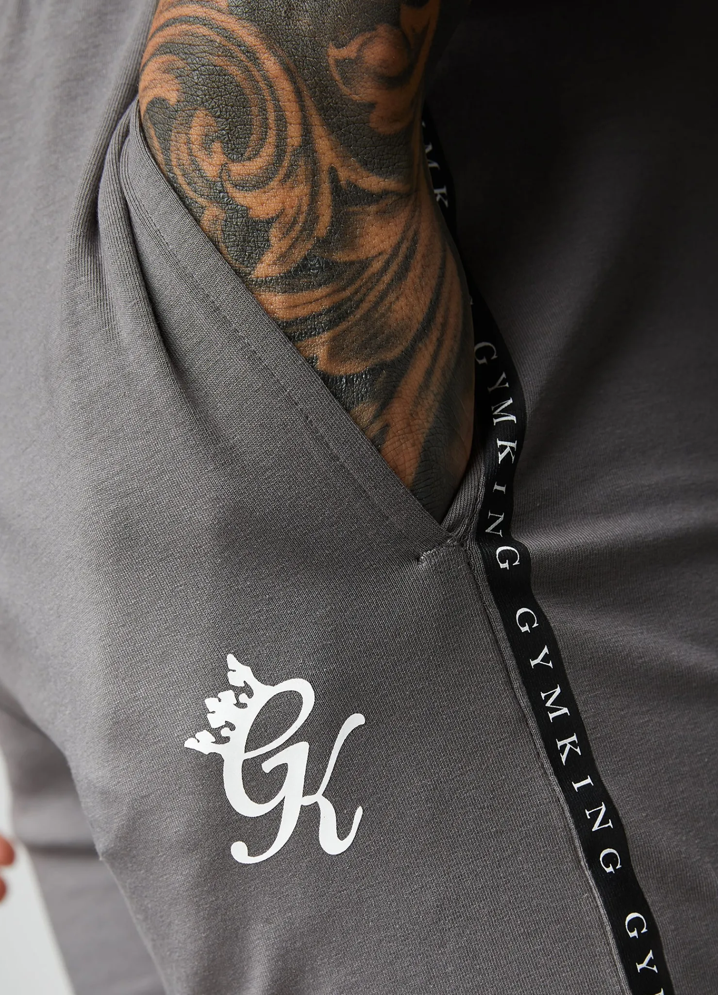 Shorts<Gym King Taped Jersey Short Fossil Grey