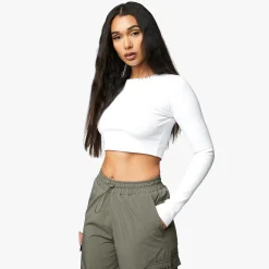 Co-Ords<Gym King Utility Rib Ls Crop Top White