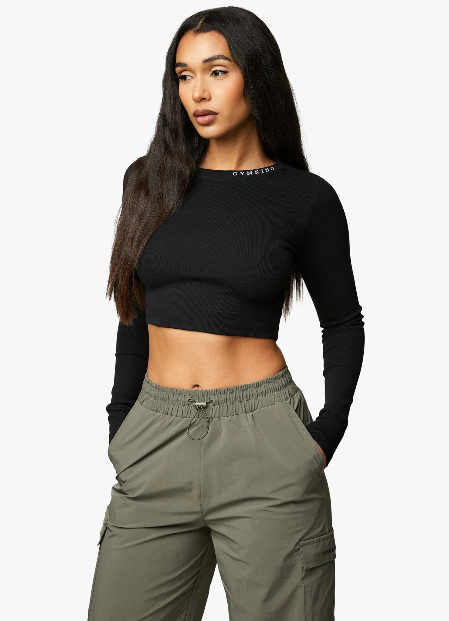 Co-Ords<Gym King Utility Rib Ls Crop Top Black