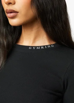 Co-Ords<Gym King Utility Rib Ls Crop Top Black