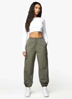 Tops & T-Shirts<Gym King Utility Rib Ls Crop Top White