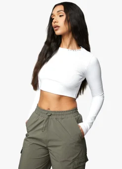Co-Ords<Gym King Utility Rib Ls Crop Top White