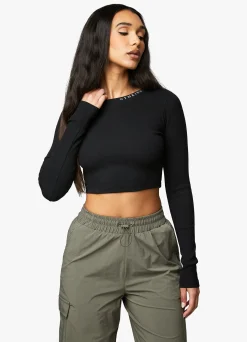 Co-Ords<Gym King Utility Rib Ls Crop Top Black
