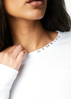 Tops & T-Shirts<Gym King Utility Rib Ls Crop Top White