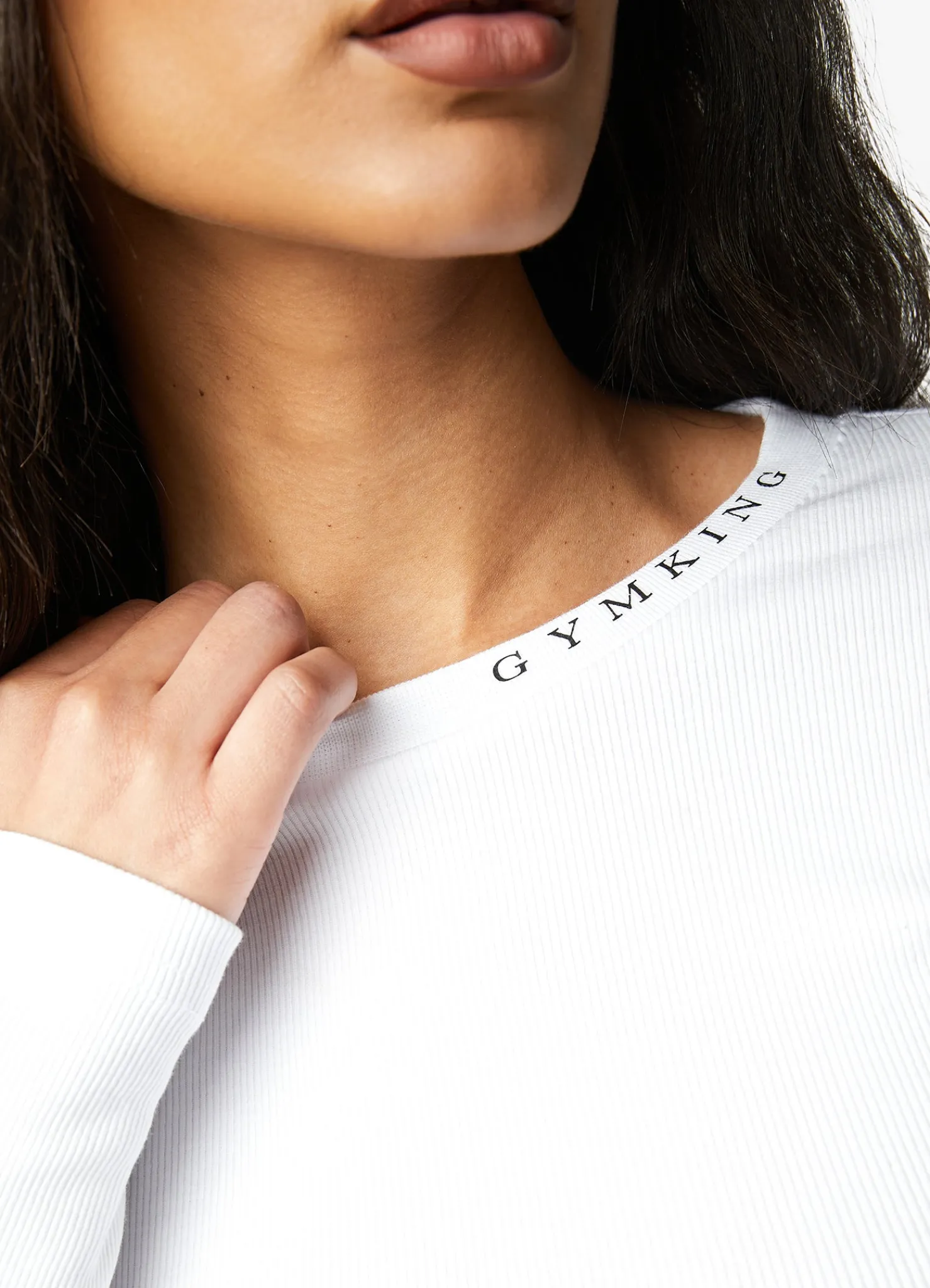 Tops & T-Shirts<Gym King Utility Rib Ls Crop Top White