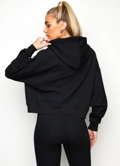 Hoodies<Gym King Waffle Zip Through Hoodie Black