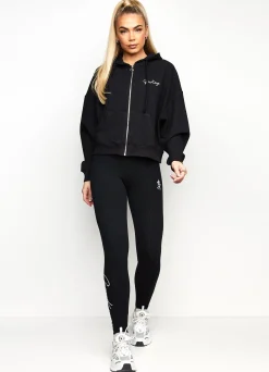 Hoodies<Gym King Waffle Zip Through Hoodie Black