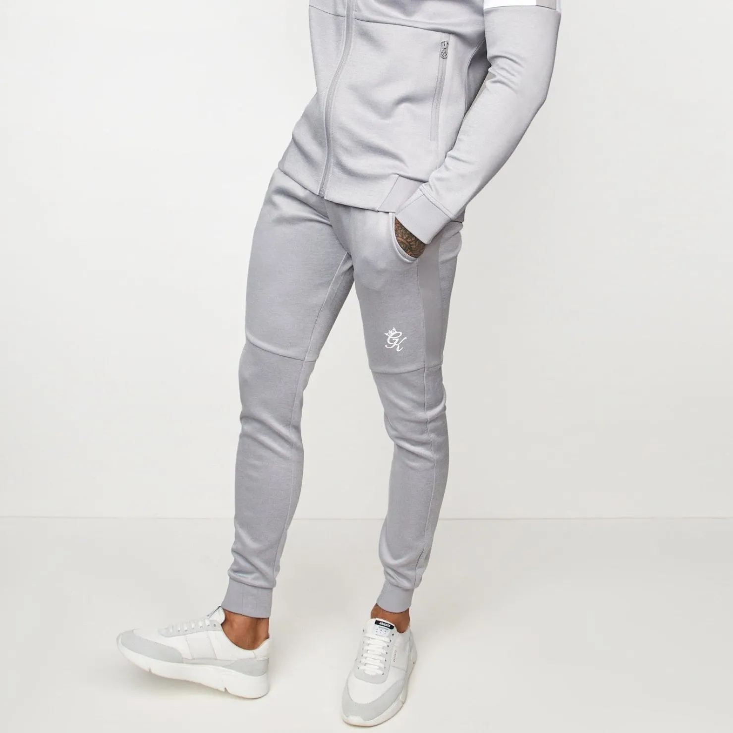 Tracksuit Bottoms<Gym King core+ Poly Tracksuit Bottoms Grey Marl/White