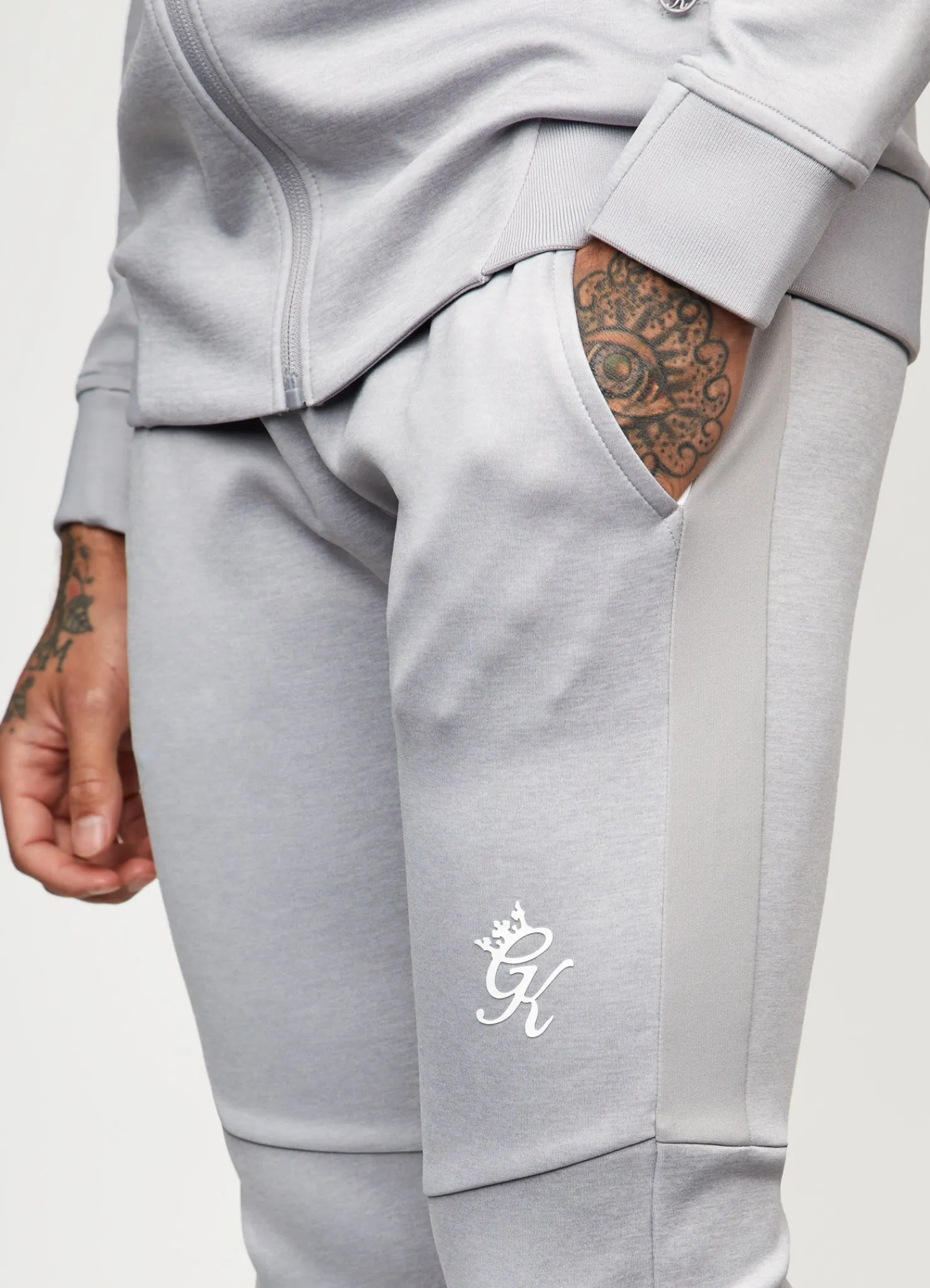 Tracksuit Bottoms<Gym King core+ Poly Tracksuit Bottoms Grey Marl/White