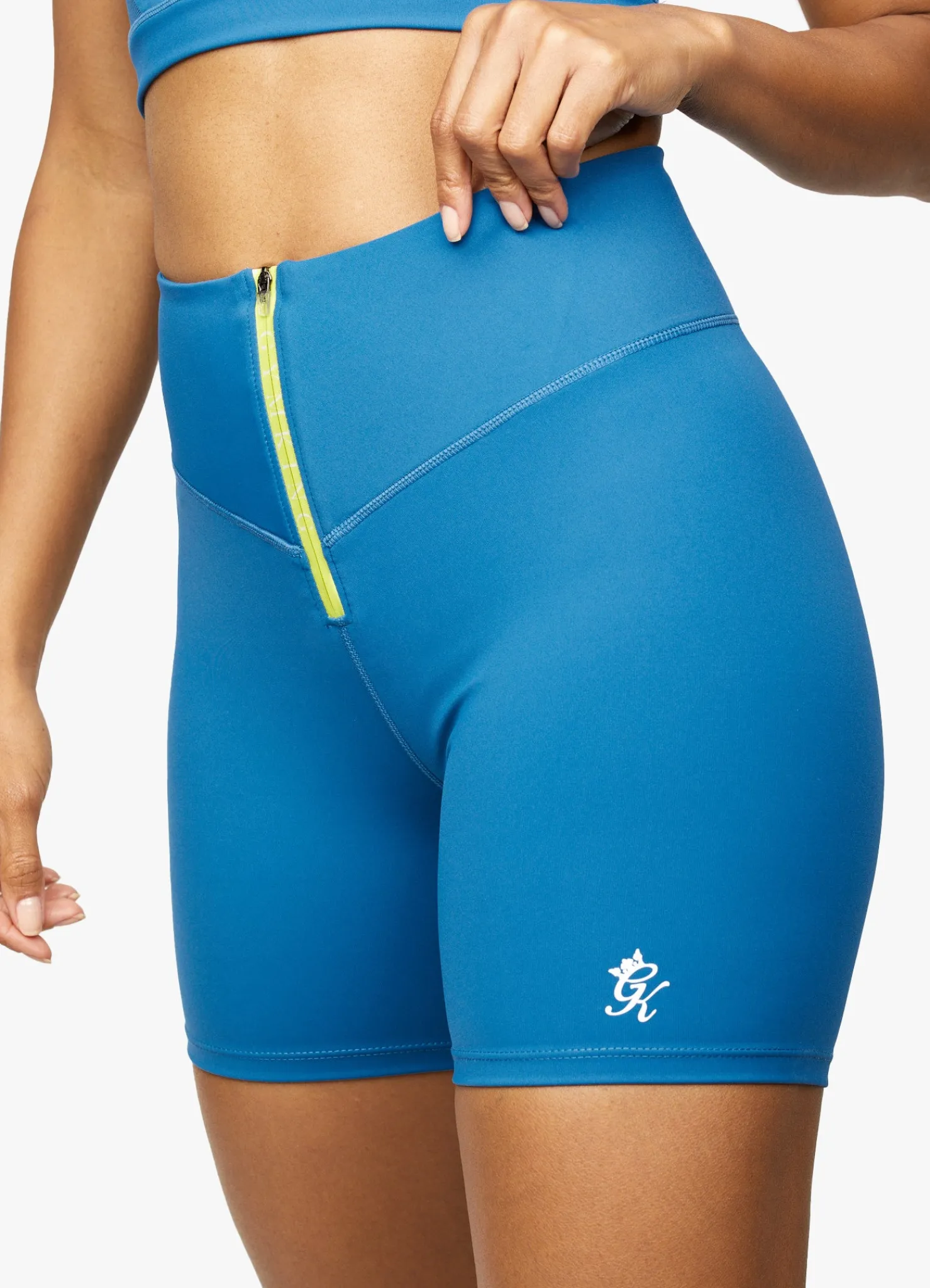 Gymwear<Gym King stamina Zip Front Cycle Short Blue Sapphire/Lime